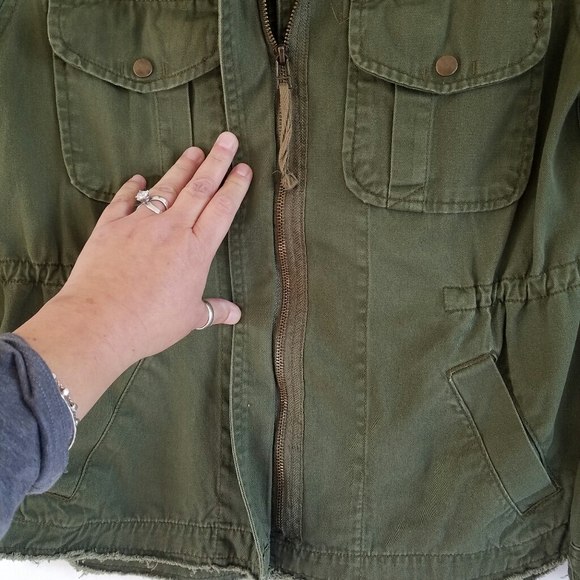 Miami/ military zip up jacket w/beaded detail - Picture 2 of 8